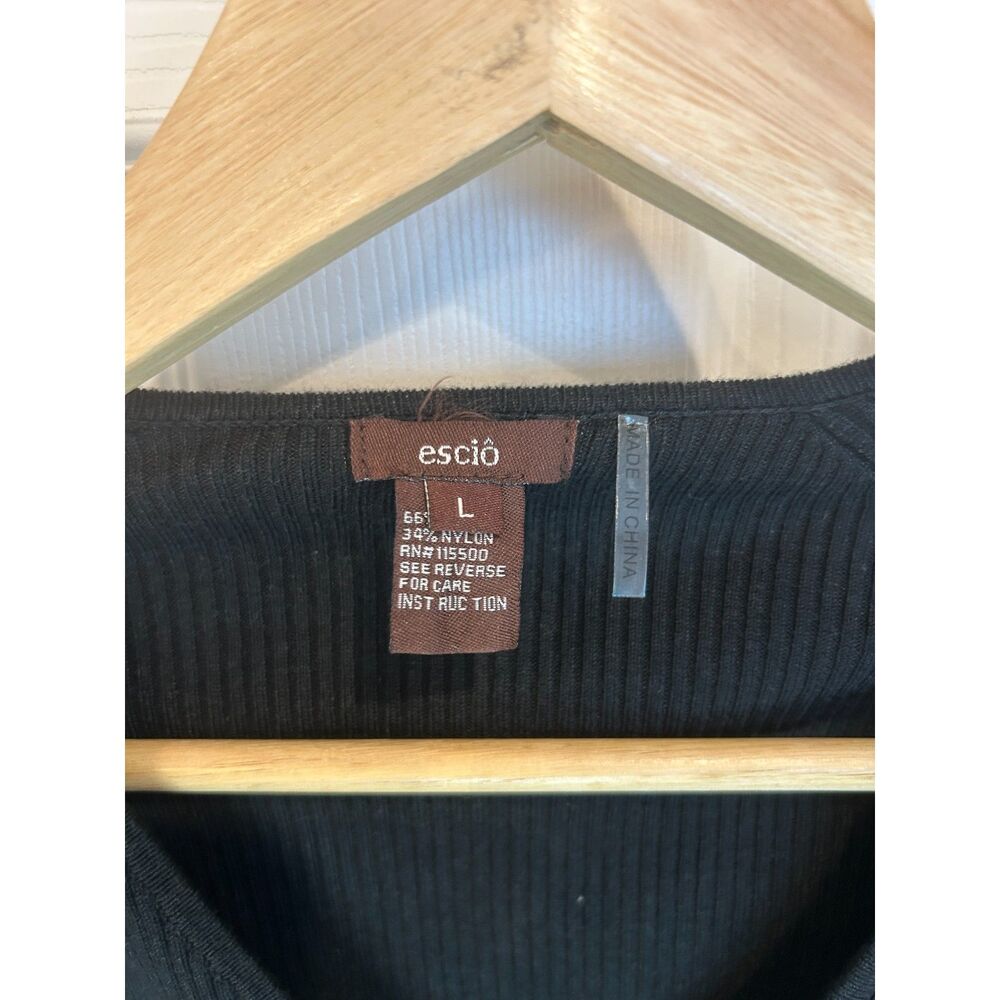 escio Black Sweater With Metal Details Size L New With Tags - Picture 2 of 7